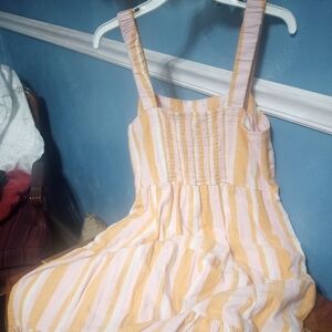 Striped Yellow and Light Pink Midi Dress